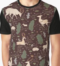 The Running of the Deer - Brown Graphic T-Shirt