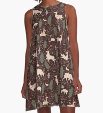 The Running of the Deer - Brown A-Line Dress