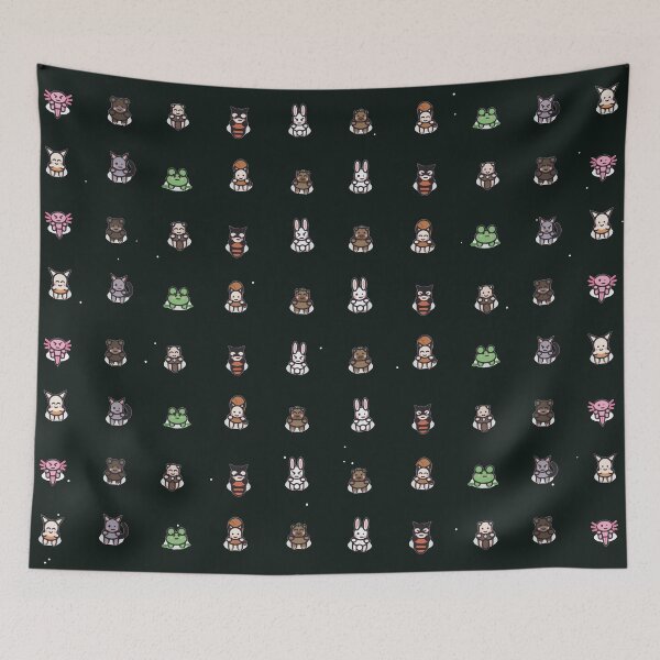 Item preview, Cute Sploot Squad Animal Micro Icon Kawaii Animal Grid Seamless Pattern designed and sold by KungPowUnicorn.