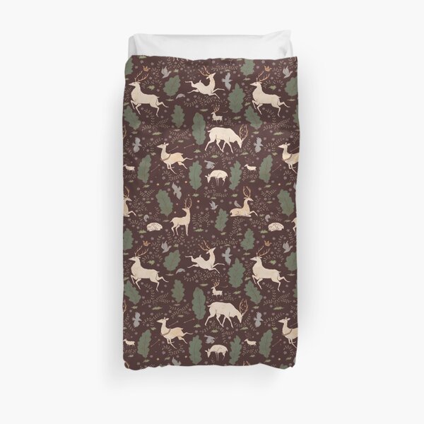 The Running of the Deer - Brown Duvet Cover