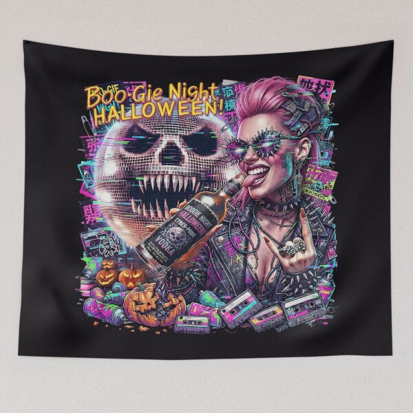 Item preview, Chica disco con calavera de vodka cyberpunk de Halloween designed and sold by Voodoo Store Paranormal Collections.