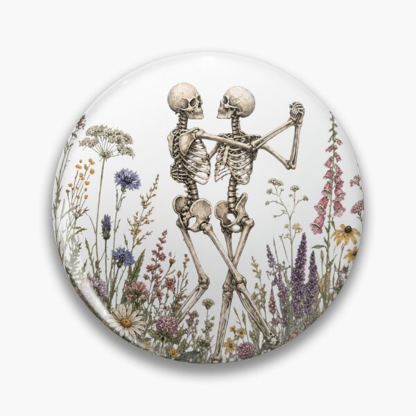 Item preview, Dancing Skeletons Wildflower Meadow Gothic Botanical Vintage Graphic designed and sold by Suzyshackfelt.