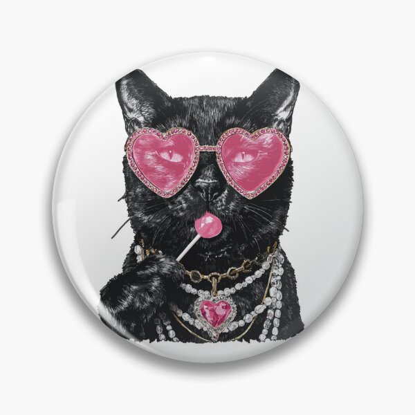Item preview, Glam Black Cat with Hearts Sunglasses Boujee Animal Lollipop designed and sold by OMITTEROMINOUS.