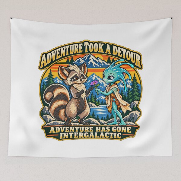 Item preview, Adventure took a detour . Intergalactic Raccoon and Alien designed and sold by HoRC.