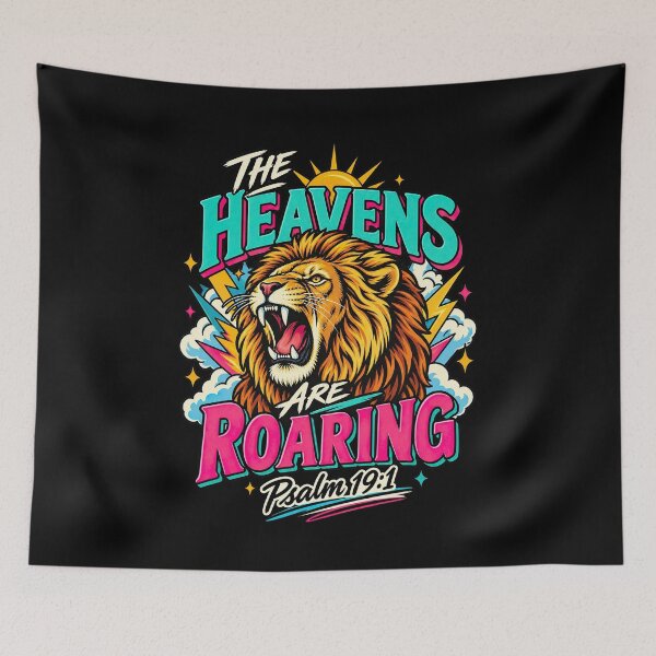 Item preview, Bible Verse Quote, The Heavens Are Roaring, Lion Roaring designed and sold by graphic-genie.