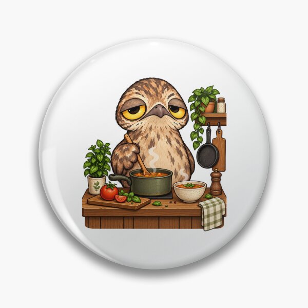 Item preview, Cozy Cooking Potoo Bird | Cute Sleepy Owl Chef Tomato Soup Kitchen designed and sold by MrDev.