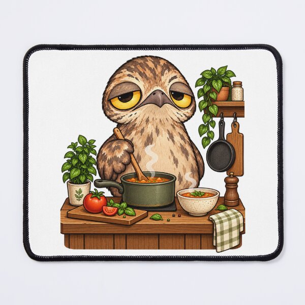 Item preview, Cozy Cooking Potoo Bird | Cute Sleepy Owl Chef Tomato Soup Kitchen designed and sold by MrDev.