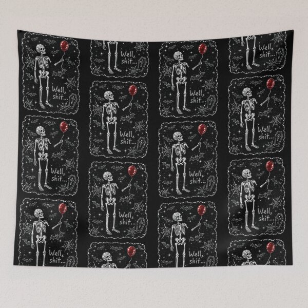 Item preview, Well Shit Skeleton with Red Balloon Gothic Humor designed and sold by cerima.