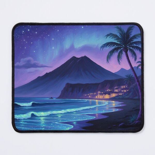 Item preview, Volcanic Bay at Night — Bioluminescent Waves Under the Stars designed and sold by Hawaii26.