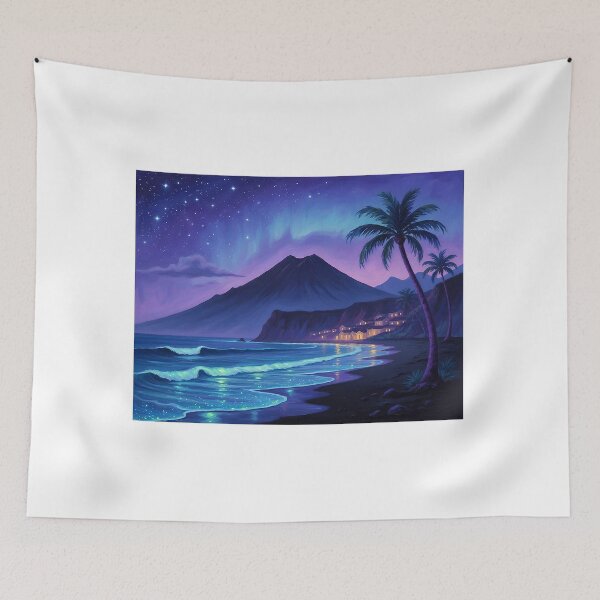 Item preview, Volcanic Bay at Night — Bioluminescent Waves Under the Stars designed and sold by Hawaii26.