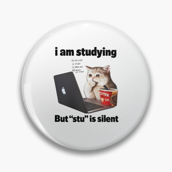 Item preview, I Am Studying But Stu Is Silent Funny Cat Procrastination Humor designed and sold by cerima.