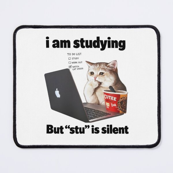 Item preview, I Am Studying But Stu Is Silent Funny Cat Procrastination Humor designed and sold by cerima.