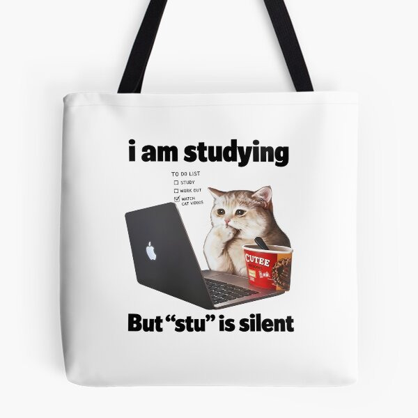Item preview, I Am Studying But Stu Is Silent Funny Cat Procrastination Humor designed and sold by cerima.