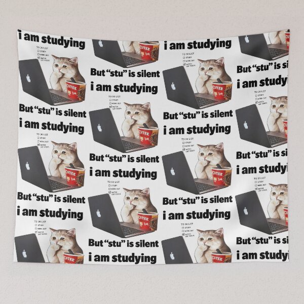 Item preview, I Am Studying But Stu Is Silent Funny Cat Procrastination Humor designed and sold by cerima.