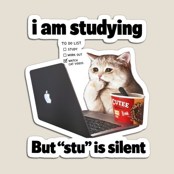 Item preview, I Am Studying But Stu Is Silent Funny Cat Procrastination Humor designed and sold by cerima.
