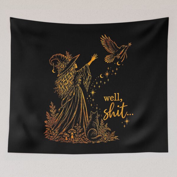 Item preview, Vintage Well Shit Funny Witch Crow Magic Wand Halloween Spooky designed and sold by FableMind.
