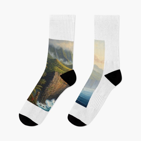 Item preview, Sacred Cliffs and Moai — Mystical Pacific Coast designed and sold by Hawaii26.