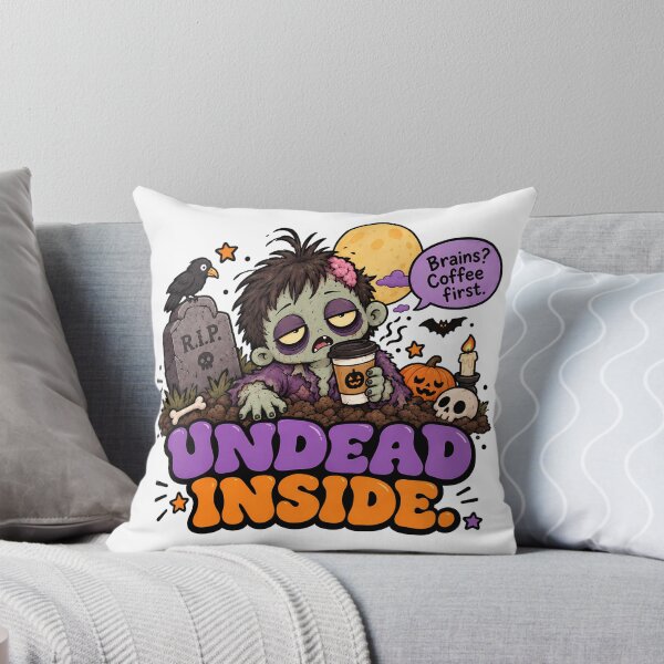 Item preview, Groovy Retro Undead Inside - Funny Halloween Zombie Coffee Meme designed and sold by ianm1028.
