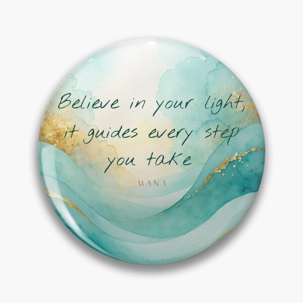 Item preview, Believe in Your Light — Inspirational Quote Turquoise and Gold Watercolor designed and sold by Hawaii26.