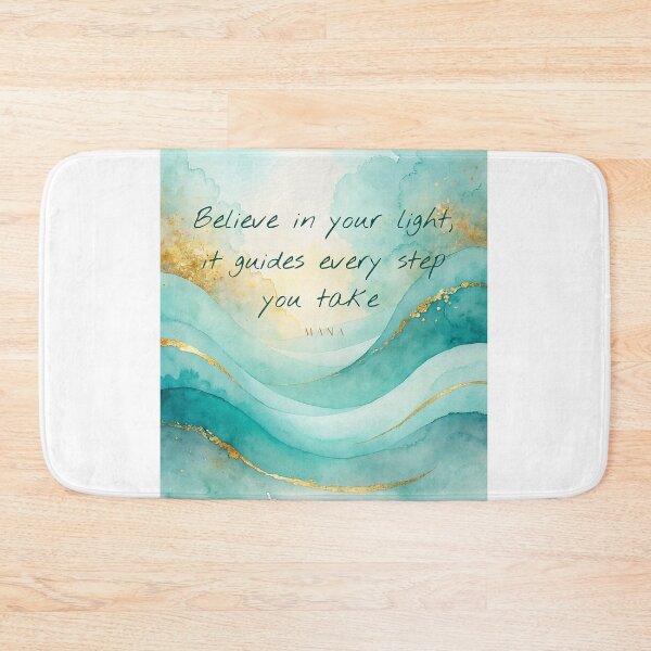 Item preview, Believe in Your Light — Inspirational Quote Turquoise and Gold Watercolor designed and sold by Hawaii26.