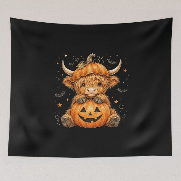 Item preview, Cute Highland Cow Pumpkin Halloween Jack O Lantern Art Sweatshirt designed and sold by matnguc1.