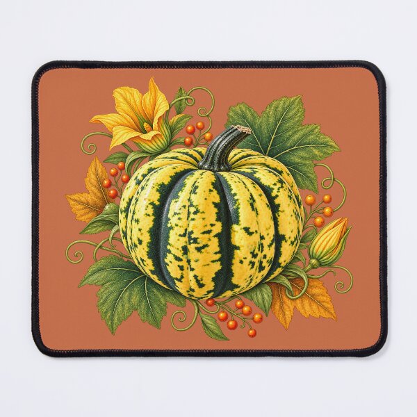 Item preview, Green Pumpkin with Blossoms & Leaves Fall Design designed and sold by TheSlowShore.