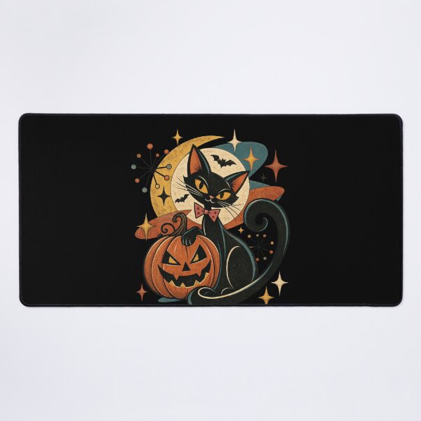 Item preview, Black Cat and Pumpkin Atomic Retro Halloween designed and sold by raewaelchi.