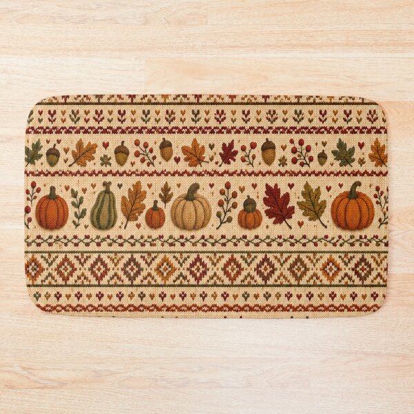 Item preview, Cozy Autumn Knitted Pattern With Pumpkins designed and sold by TheSlowShore.