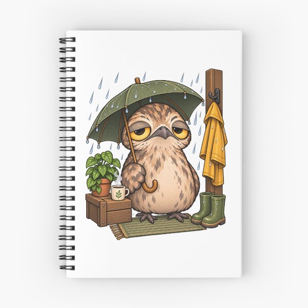 Item preview, Cozy Rainy Day Potoo Bird | Sleepy Potoo with Umbrella and Coffee designed and sold by MrDev.