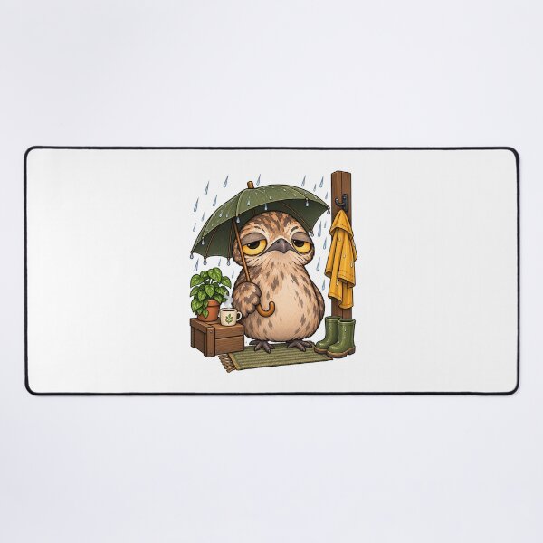 Item preview, Cozy Rainy Day Potoo Bird | Sleepy Potoo with Umbrella and Coffee designed and sold by MrDev.