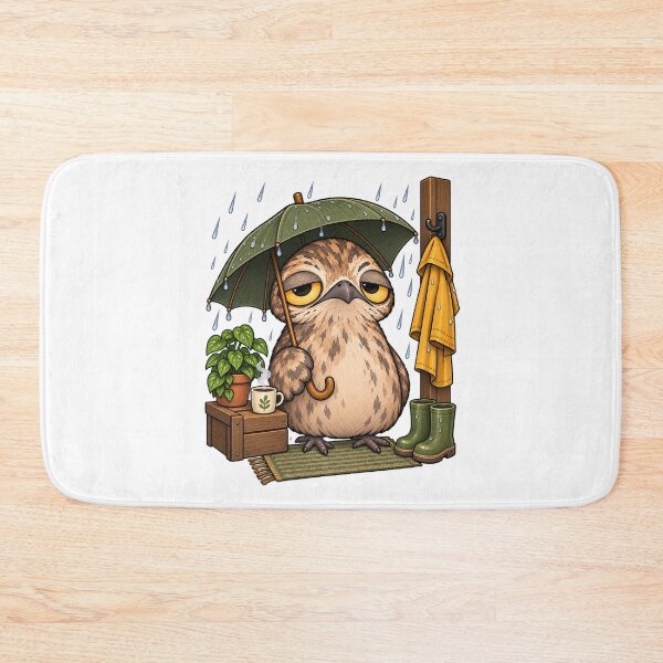 Item preview, Cozy Rainy Day Potoo Bird | Sleepy Potoo with Umbrella and Coffee designed and sold by MrDev.