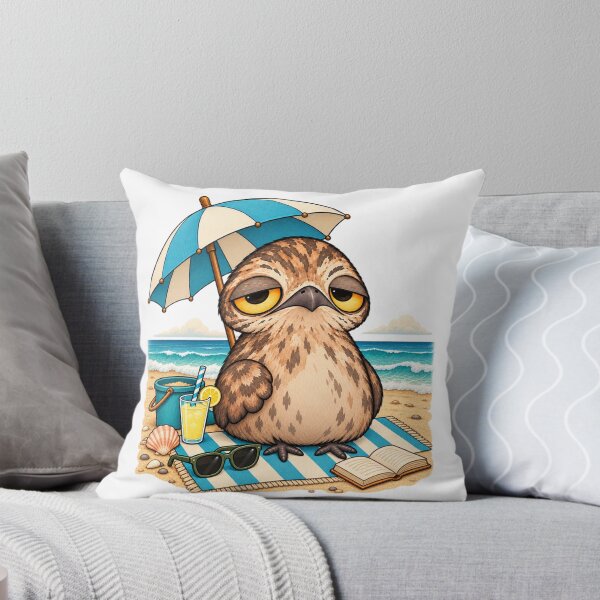 Item preview, Sleepy Potoo at the Beach | Cute Tropical Potoo Bird Summer Vacation designed and sold by MrDev.
