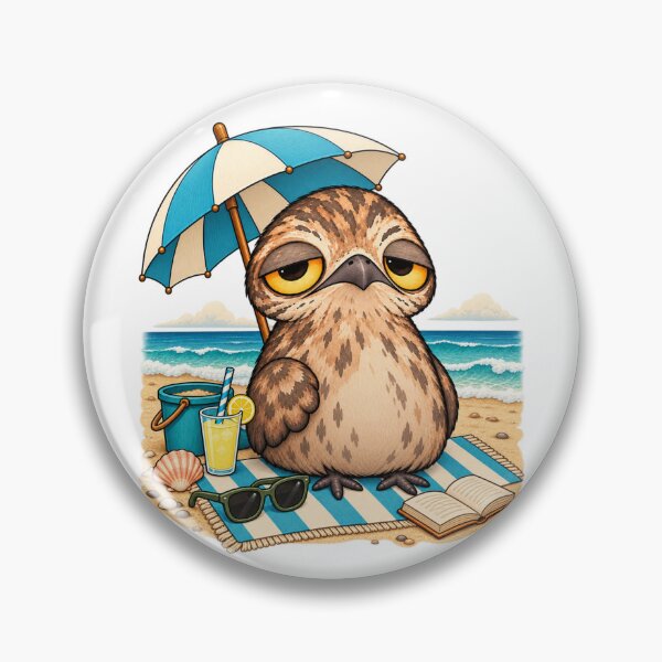 Item preview, Sleepy Potoo at the Beach | Cute Tropical Potoo Bird Summer Vacation designed and sold by MrDev.