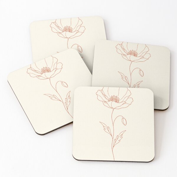 Item preview, Single Poppy Stem Line Art | Minimalist Terracotta Botanical Print (line art) designed and sold by Zaramodo.