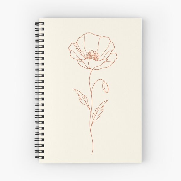 Item preview, Single Poppy Stem Line Art | Minimalist Terracotta Botanical Print (line art) designed and sold by Zaramodo.