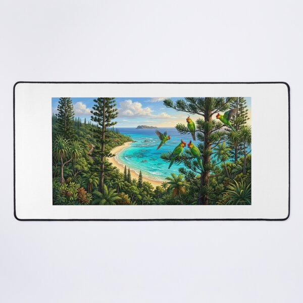 Item preview, Horned Parakeets — Soaring Above the Turquoise Bay designed and sold by Hawaii26.