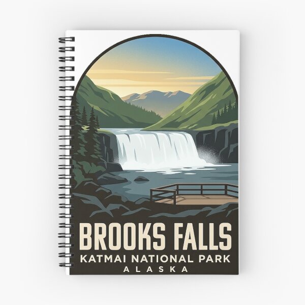 Item preview, Brooks Falls Alaska Vintage WPA Travel Badge Sticker designed and sold by DetourDgn.