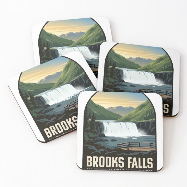Item preview, Brooks Falls Alaska Vintage WPA Travel Badge Sticker designed and sold by DetourDgn.