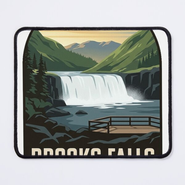 Item preview, Brooks Falls Alaska Vintage WPA Travel Badge Sticker designed and sold by DetourDgn.
