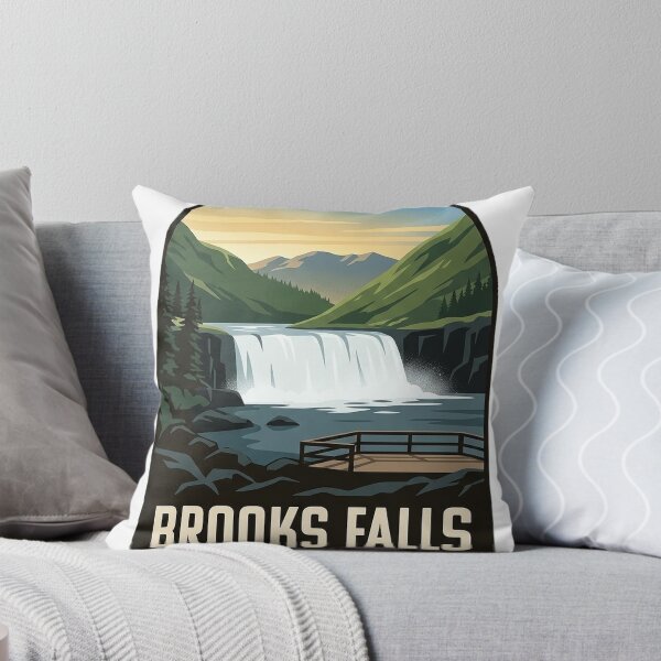Item preview, Brooks Falls Alaska Vintage WPA Travel Badge Sticker designed and sold by DetourDgn.