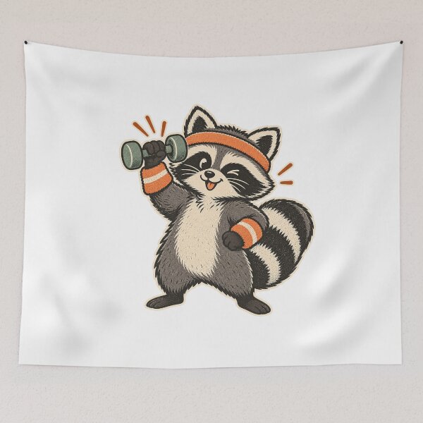 Item preview, Retro Gym Racoon designed and sold by WaynesCave.