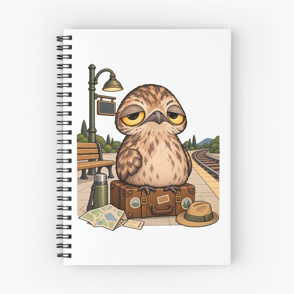 Item preview, Sleepy Potoo Travel Bird | Cute Potoo with Vintage Suitcase at Train Station designed and sold by MrDev.