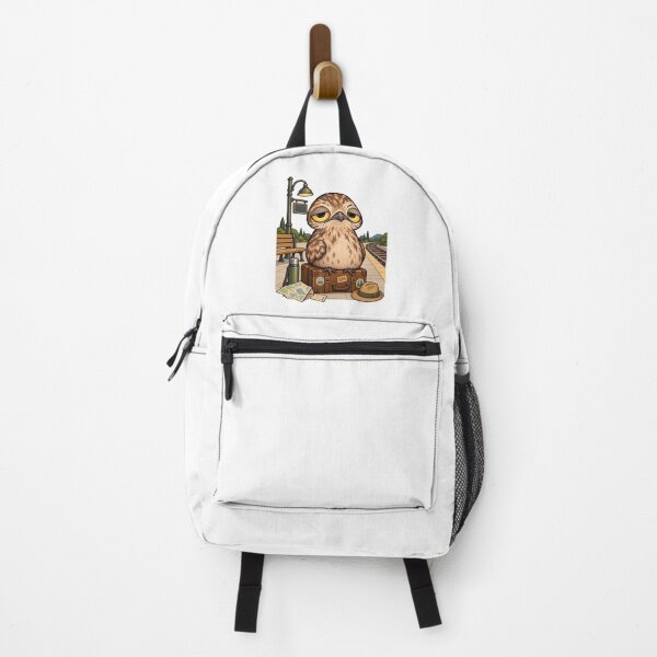 Item preview, Sleepy Potoo Travel Bird | Cute Potoo with Vintage Suitcase at Train Station designed and sold by MrDev.