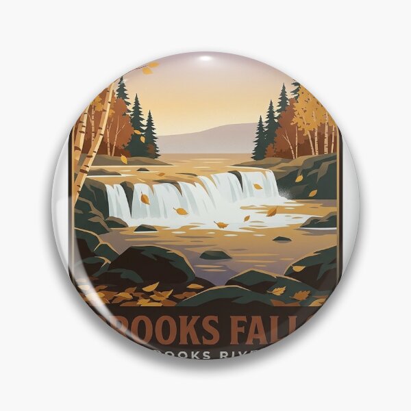 Item preview, Brooks Falls Autumn Alaska Vintage Poster Sticker designed and sold by DetourDgn.