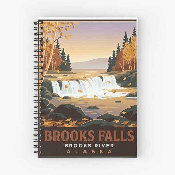 Item preview, Brooks Falls Autumn Alaska Vintage Poster Sticker designed and sold by DetourDgn.