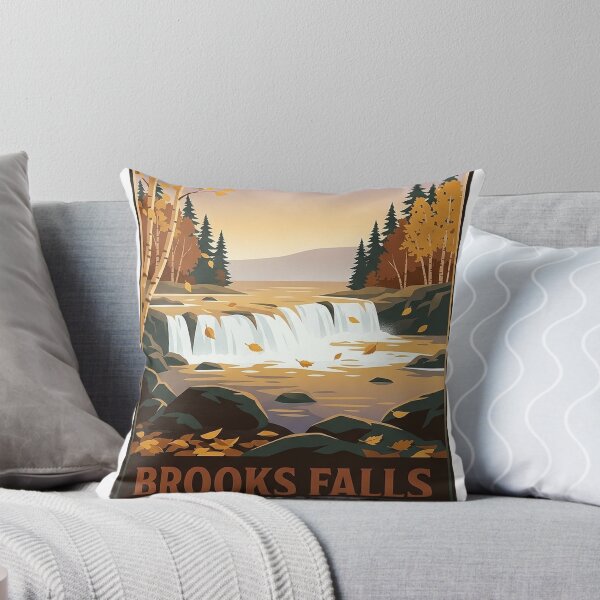 Item preview, Brooks Falls Autumn Alaska Vintage Poster Sticker designed and sold by DetourDgn.