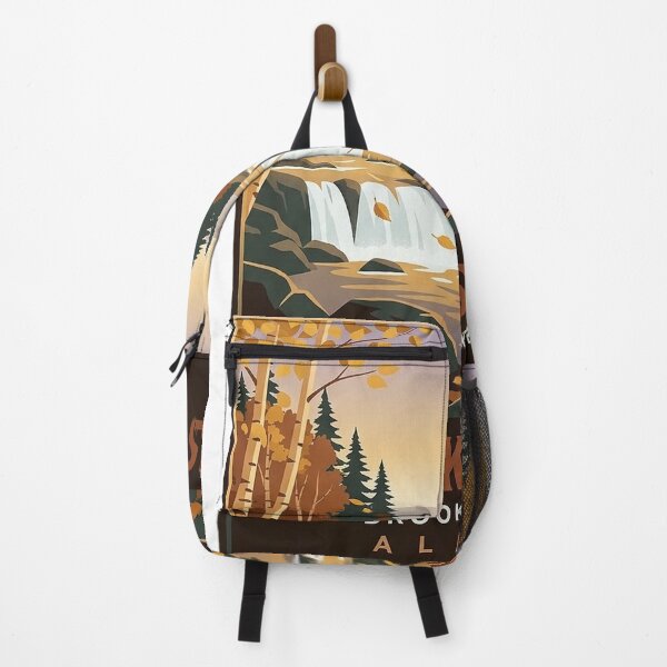 Item preview, Brooks Falls Autumn Alaska Vintage Poster Sticker designed and sold by DetourDgn.