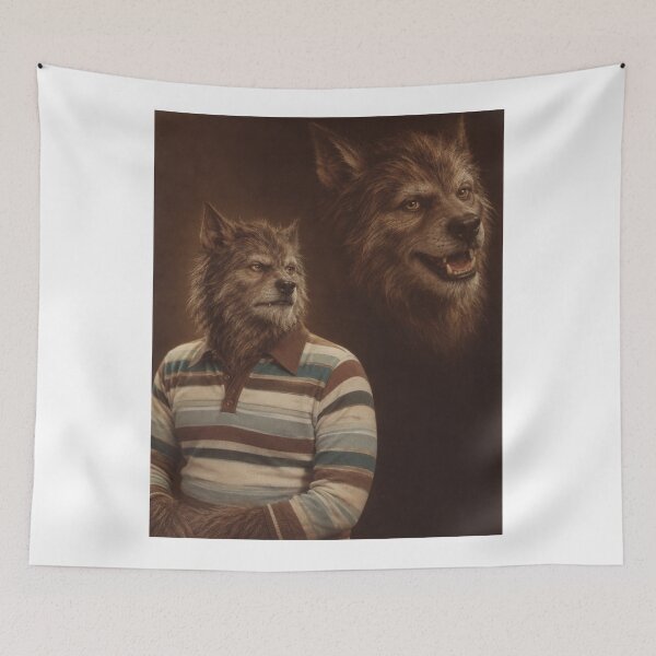 Item preview, Werewolf Portrait Day – Funny Vintage Halloween Retro Monster 80's Style Photo designed and sold by WolfmanProphecy.