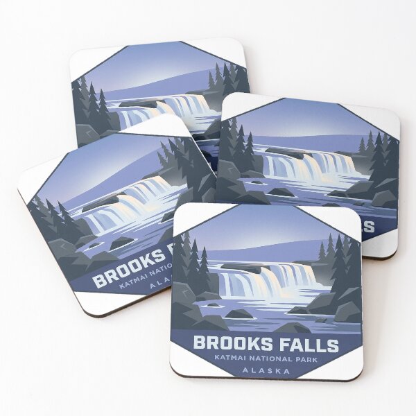 Item preview, Brooks Falls Blue Hour Modern Alaska Badge Sticker designed and sold by DetourDgn.