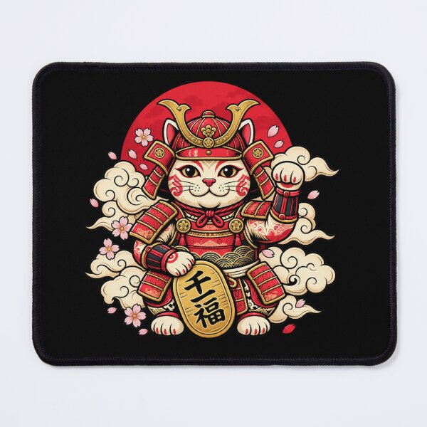 Item preview, Japanese Samurai Cat | Lucky Maneki Neko Warrior with Fortune Kanji designed and sold by MrDev.